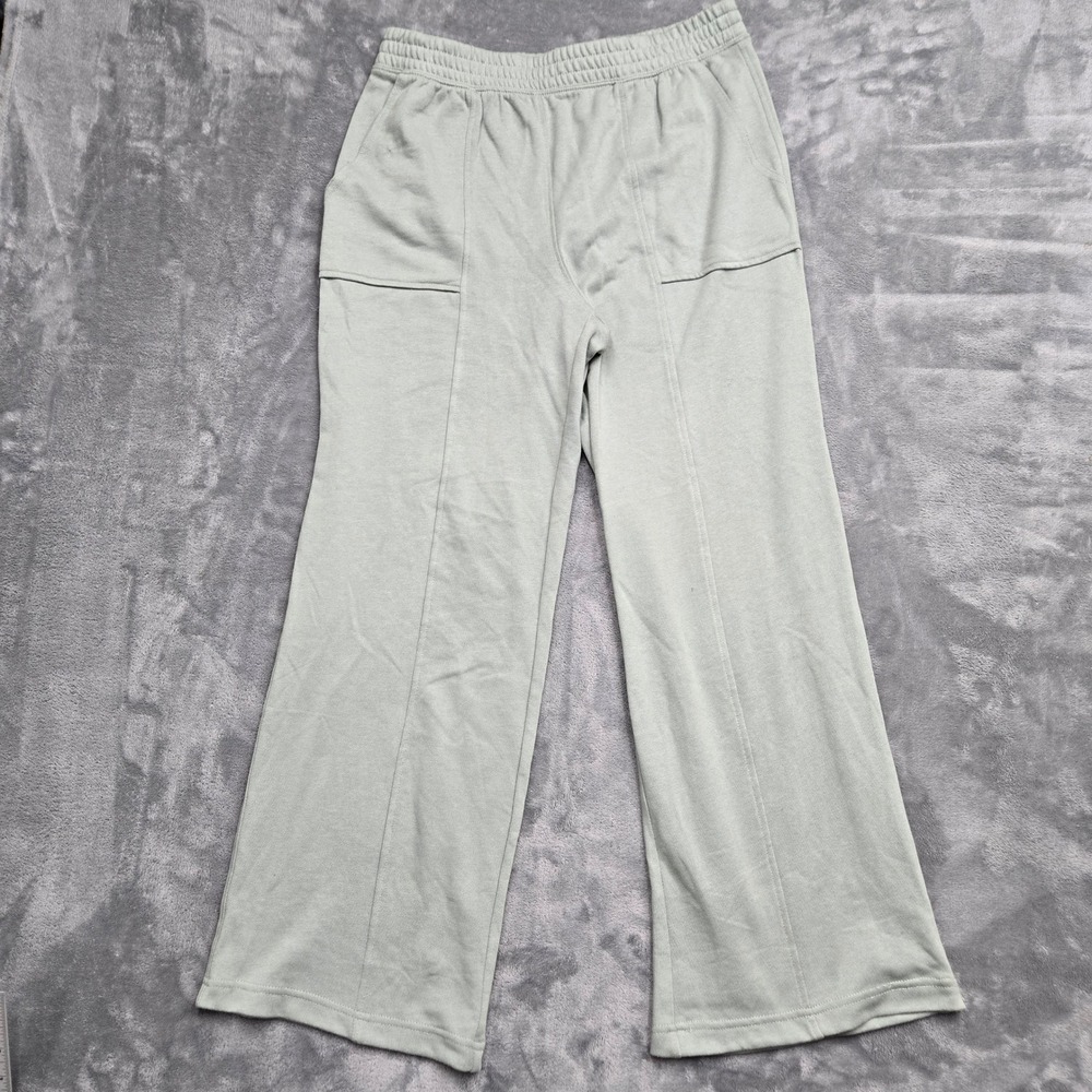 Live Well Lifestyle Sage Green Wide Leg Sweatpants Pockets Medium RN37080